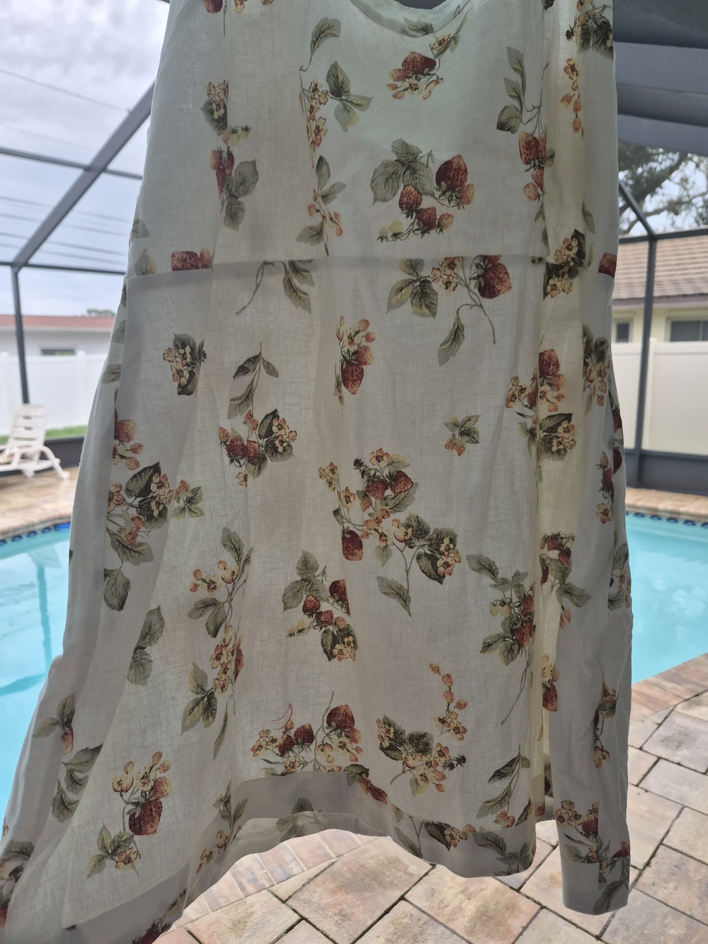 Abercrombie & Fitch Cream Floral Sundress with Red Strawberry Print